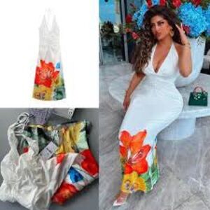 Elegant White Floral Maxi Dress